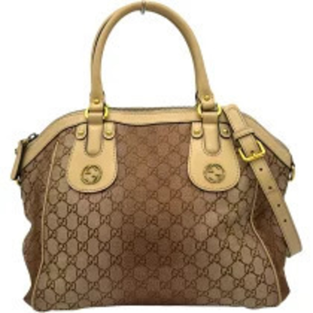 Gucci Carlet Shoulder Bag Beige Cream GG Canvas